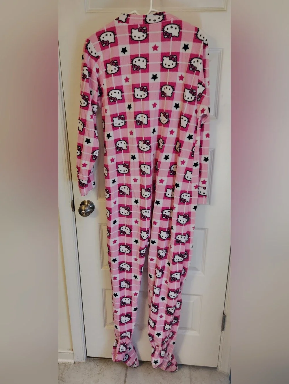 Pink Hello Kitty Fleece Bodysuit One Piece‎ Pajamas Fleece Size M READ #1414